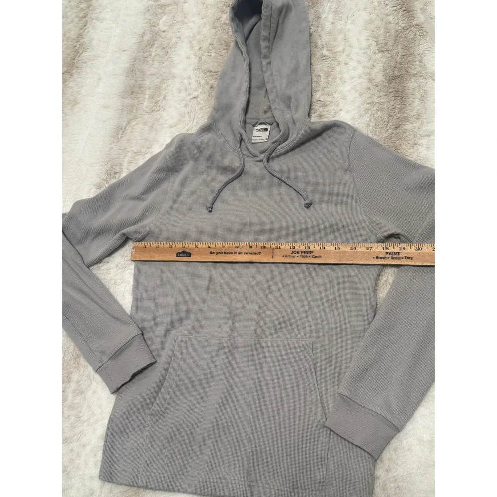 The North Face Waffle Knit Hoodie Mens M Gray Good Thermal Pullover 21x28